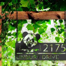 personalized peeking panda address sign custom metal signs 2
