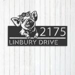 personalized peeking pig farm animal farmhouse ranch address sign house number plaque custom metal sign 0
