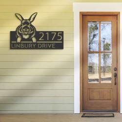 personalized peeking rabbit address sign custom metal signs 1