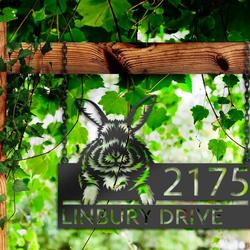 personalized peeking rabbit address sign custom metal signs 2
