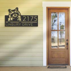 personalized peeking raccoon address sign custom metal signs 1