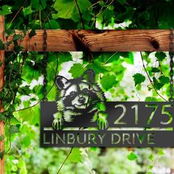 personalized peeking raccoon address sign custom metal signs 2