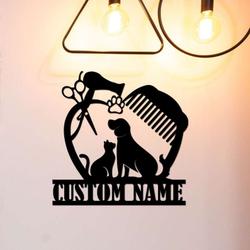 personalized pet grooming hair salon sign dog grooming sign pet groomer sign barber gifts 2
