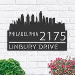 personalized philadelphia city skyline metal address sign house number plaque realtor closing gift custom metal sign 0