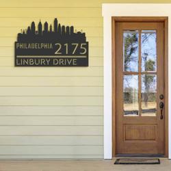 personalized philadelphia city skyline metal address sign house number plaque realtor closing gift custom metal sign 1