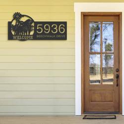 personalized pigs farmhouse animal ranch address sign house number plaque custom metal sign 1