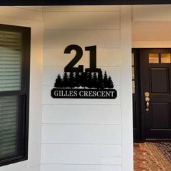 personalized pin tree address sign forest house number plaque custom metal sign 1