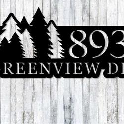 personalized pine tree address sign house number plaque custom metal sign 2