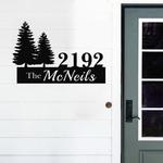 personalized pine tree family name address sign house number plaque custom metal sign 0