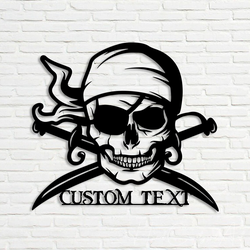 Personalized Pirate Skull Metal Wall Art Pirate Signs Halloween Decoration for Home