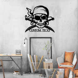 personalized pirate skull metal sign pirate signs halloween decoration for home 1