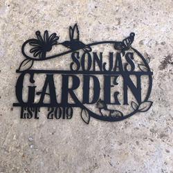 personalized pollinators garden butterfly hummingbird worm decorative custom metal sign 1