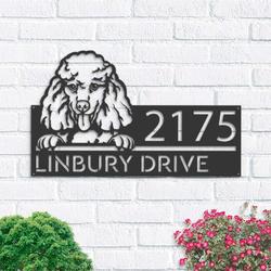 personalized poodle dog cute puppy address sign house number plaque custom metal sign 1