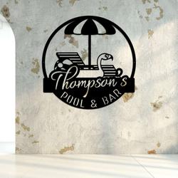 personalized pool and bar metal sign flamingo pool sign swimming pool decor housewarming gift home outdoor decor pool and patio decor 1