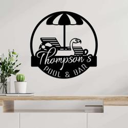 personalized pool and bar metal sign flamingo pool sign swimming pool decor housewarming gift home outdoor decor pool and patio decor 3