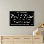 personalized pool and patio metal sign backyard pool sign farmhouse decor housewarming gift 0
