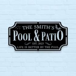 personalized pool and patio sign swimming pool decor backyard pool decor outdoor farmhouse home decor housewarming gift 2