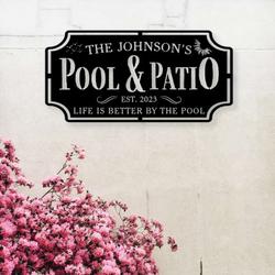personalized pool and patio sign swimming pool decor backyard pool decor outdoor farmhouse home decor housewarming gift 4