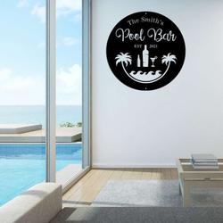 personalized pool bar sign poolside paradise metal sign pool gift sign and decor for backyard swimming pool outdoor 1