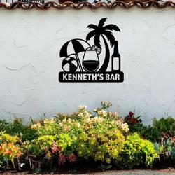 personalized pool bar signs home bar wall decor metal family name sign beach house sign tiki bar sign kitchen wall decoration 3