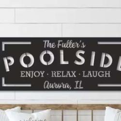 personalized pool bar signs poolside oasis metal sign outdoor backyard pool sign poolside decor 1