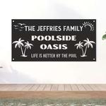 personalized pool bar signs poolside oasis metal sign poolside family name sign outdoor pool sign poolside decor 0