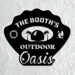 personalized pool oasis sign pool house custom metal signs sunset seashell pool sign oasis pool decor 0