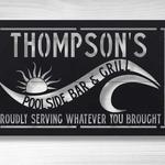 personalized pool side bar and grill bbq sign outdoor home decor pool bar signs housewarming gift 0