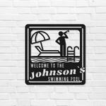 personalized pool sign welcome sign poolside sign pool house decor sign for swimming pool beach house patio 0