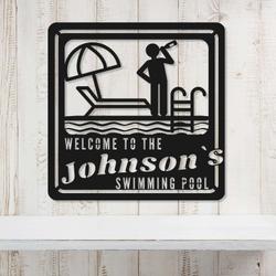 personalized pool sign welcome sign poolside sign pool house decor sign for swimming pool beach house patio 3