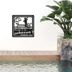 personalized pool sign welcome sign poolside sign pool house decor sign for swimming pool beach house patio 4