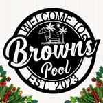 personalized pool signs swimming pool metal sign welcome to our pool pool decor outdoor decoration 0