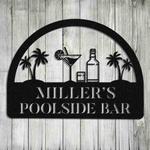 personalized pool tiki bar metal sign monogram 0