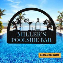 personalized pool tiki bar metal sign monogram 2