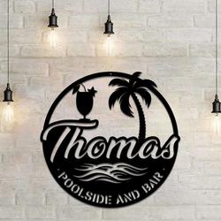 personalized poolside and bar metal sign swimming pool sign pool and bar wall decor housewarming gift 1