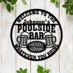 personalized poolside bar sign welcome sign backyard bar sign patio bar and grill sign pool bar decor beer lover dad gift 0
