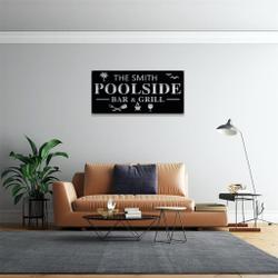 personalized poolside bargrill metal sign 1