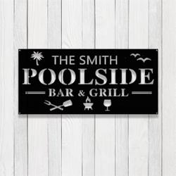 personalized poolside bargrill metal sign 3