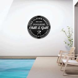 personalized poolside grill metal sign pool and grill bbq gifts pool bar signs signs for backyard swimming pool tiki bar pool oasis patio decor grilling housewarming gift 1