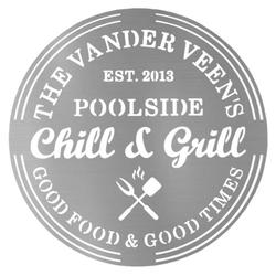personalized poolside grill metal sign pool and grill bbq gifts pool bar signs signs for backyard swimming pool tiki bar pool oasis patio decor grilling housewarming gift 2