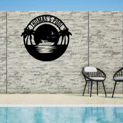 personalized poolside metal sign swimming pool decor beach sign home outdoor patio decor housewarming gift 1