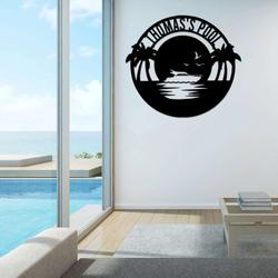personalized poolside metal sign swimming pool decor beach sign home outdoor patio decor housewarming gift 2