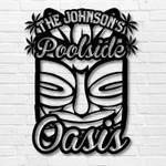 personalized poolside oasis sign pool house sign tiki custom metal signs backyard oasis pool decor 0