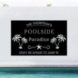 personalized poolside paradise metal sign swimming pool sign poolside decor sign for pool tiki patio home decor 1