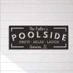 personalized poolside paradise sign backyard pool sign tiki bar sign poolside patio decor 1