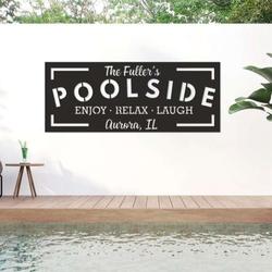 personalized poolside paradise sign backyard pool sign tiki bar sign poolside patio decor 2