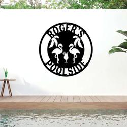 personalized poolside paradise sign flamingo palm tree sign poolhouse sign pool decor outside decor patio backyard decoration flamingo lover gift 2