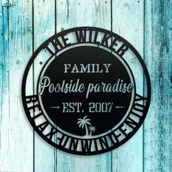personalized poolside paradise sign pool bar sign pool oasis sign pool gift housewarming gift 1