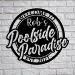 personalized poolside sign swimming pool sign welcome sign poolside metal decor housewarming gift 0