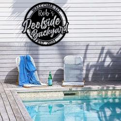 personalized poolside sign swimming pool sign welcome sign poolside metal decor housewarming gift 1